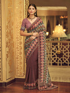 Myra Multicolour Gorgette Designer Saree - Distacart