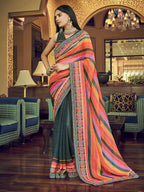 Myra Multicolour Gorgette Designer Saree - Distacart