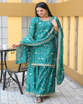 Yash Enterprise Alluring Bottle Green Embroidery Work Readymade Salwar Suit - Distacart