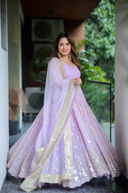 Yash Enterprise Light Purple Fux Bloomimng Silk Embroidery Suit Set - Distacart