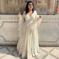 Yash Enterprise Off White Luckhnowi Sequins Work Party Wear Suit Set - Distacart