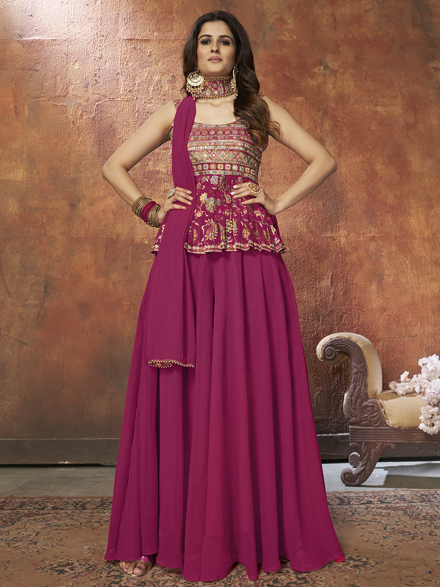 Myra Pink Georgette Embroidered Designer Suit
