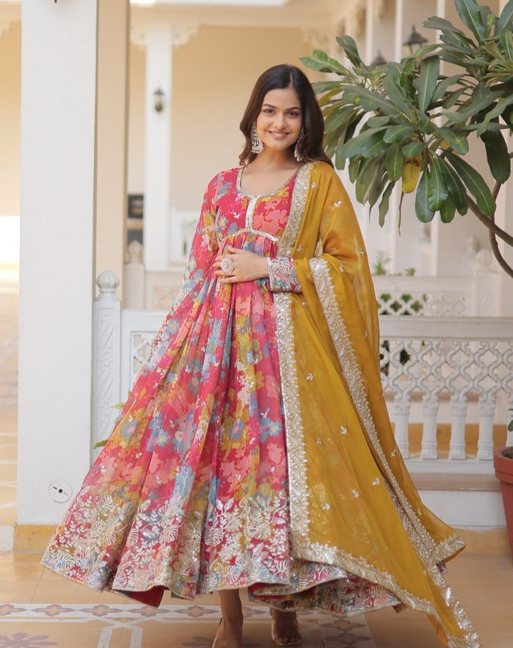 Yash Enterprise Pink Faux Georgette With Digital Print Kurti And Dupatta Only - Distacart