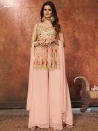 Myra Peach Georgette Embroidered Designer Suit