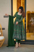 Yash Enterprise Sparkling Green Georgette Suit Set - Distacart