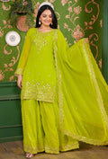 Yash Enterprise Green Georgette Party Wear Embroidery Party Wear Suit Set - Distacart
