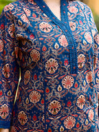 Hand Embroidered & Floral Printed Lace Detailed Kurta With Printed Pant & Dupatta Premium Luxury, Multicolor - Hiral Fashion