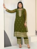 Yash Enterprise Alluring Fox Georgette Olive Embroidery Work Readymade Salwar Suit - Distacart