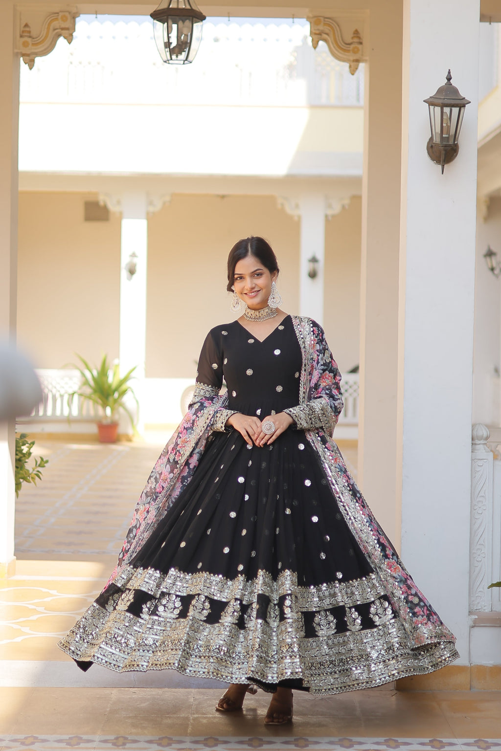 Yash Enterprise Black Georgette Embroidery Work Stiched Suit - Distacart