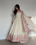 Yash Enterprise Off White Vichitra Silk Embroidery Party Wear Suit - Distacart