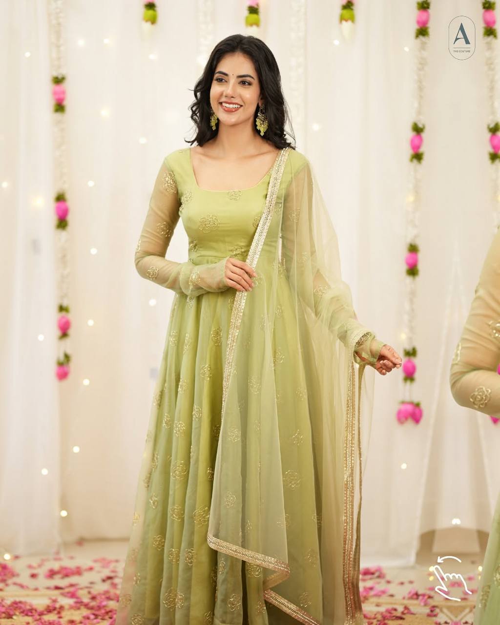 Yash Enterprise Light Green Soft Organza Party Wear Embroidery Suit Set - Distacart