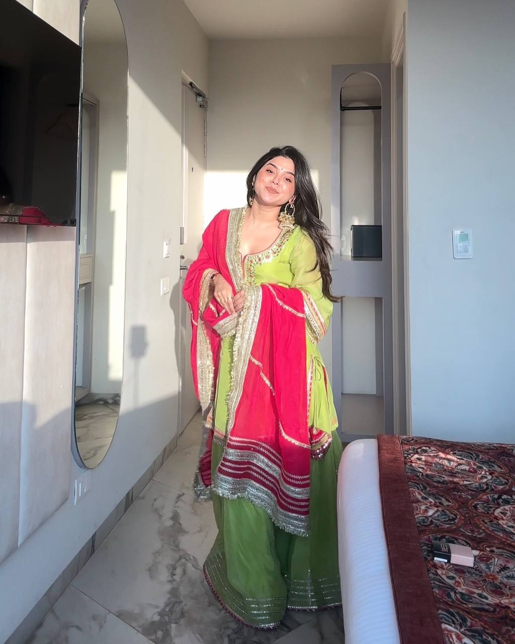 Yash Enterprise Green Faux Blooming Embroidery Sarara Suit - Distacart