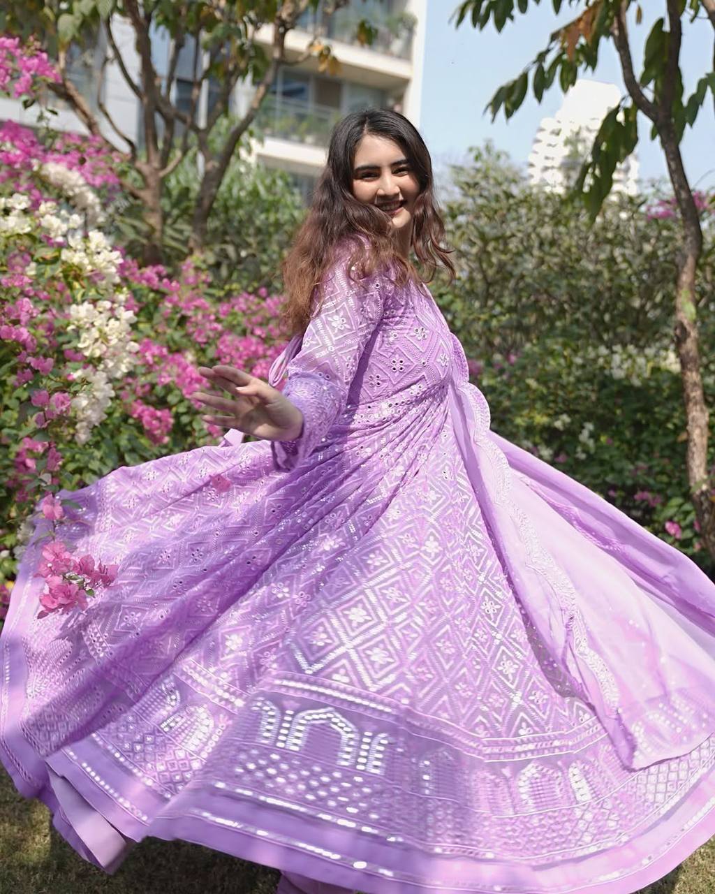 Yash Enterprise Purple Heavy Chinon Embroidery Party Wear Suit - Distacart