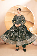 Yash Enterprise Dark Green Star Georgette Embroidered Suit Set - Distacart