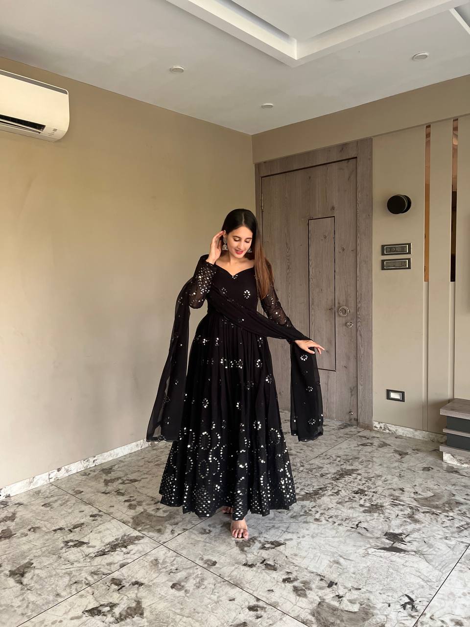 Yash Enterprise Black Georgette Anarkali Suit In New Fancy Style - Distacart