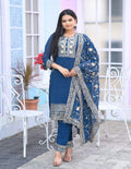 Yash Enterprise Alluring Fox Georgette Blue Embroidery Work Readymade Salwar Suit - Distacart