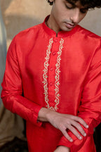 Falling Raw Silk Red Padma Gopala By Hilo Design