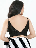 Joban Fashion Black Sequin Padded Blouse With V Neck Sleeveless - Distacart