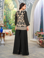 Anaita Black Heavy Embroidered Faux Georgette Stitched Plazzo Suit - Distacart