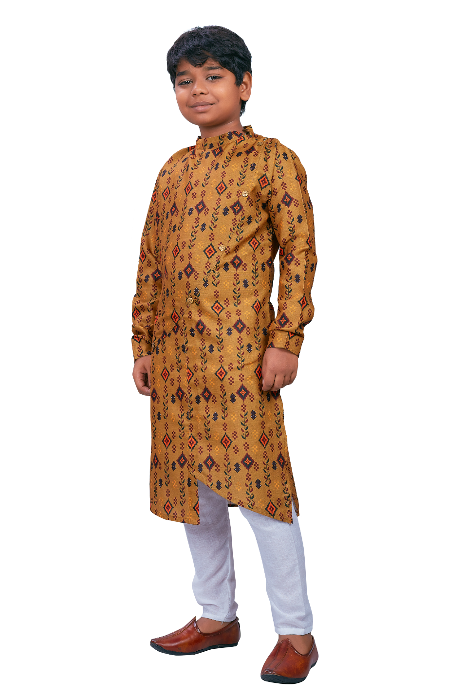 DEIANA'S Casual Designer Kurta Pyjama Set For Boys And kids (Brown With Multicolor)