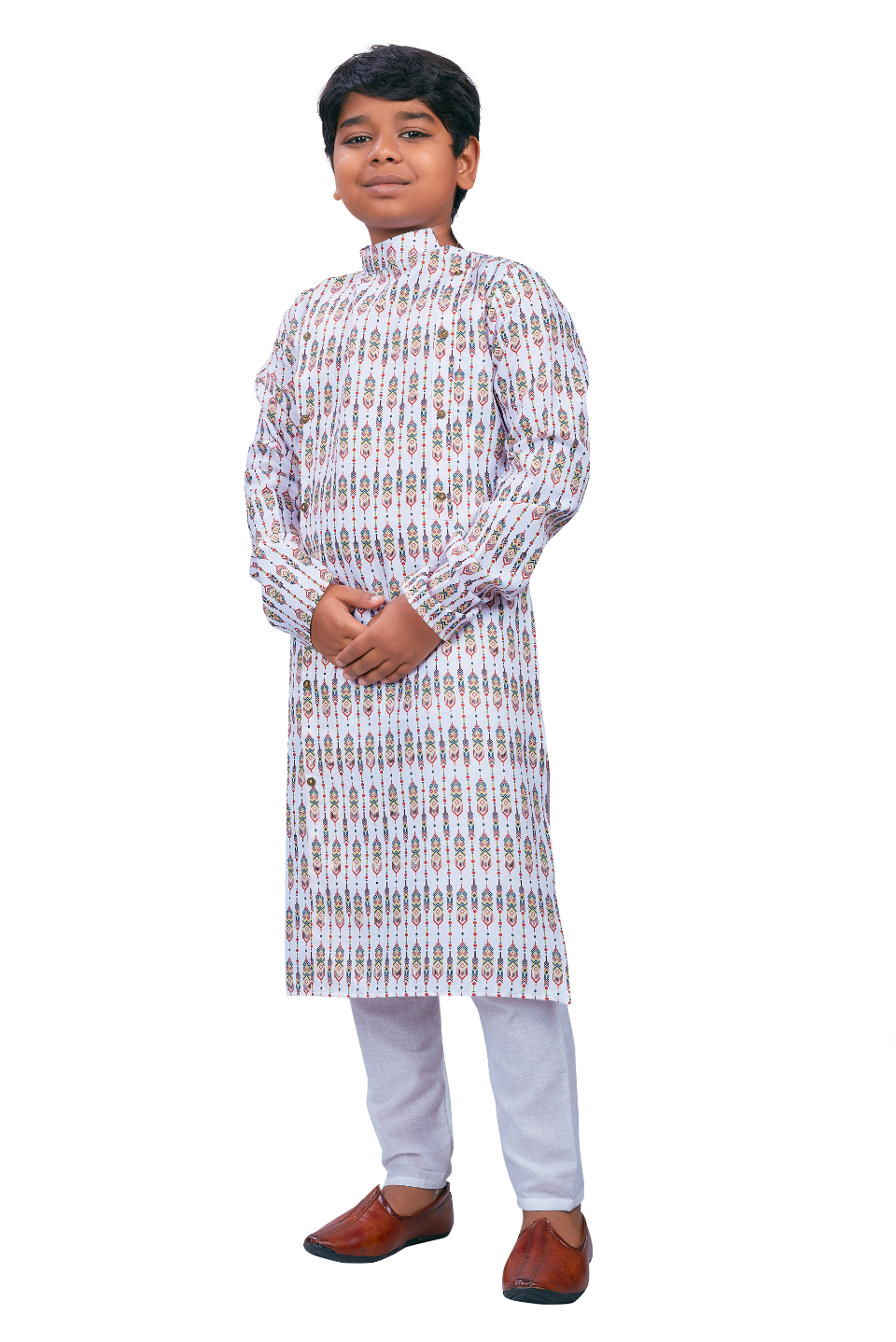 DEIANA'S Casual Designer Kurta Pyjama Set For Boys And kids (White With Multicolor)