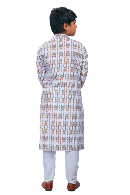 DEIANA'S Casual Designer Kurta Pyjama Set For Boys And kids (White With Multicolor)