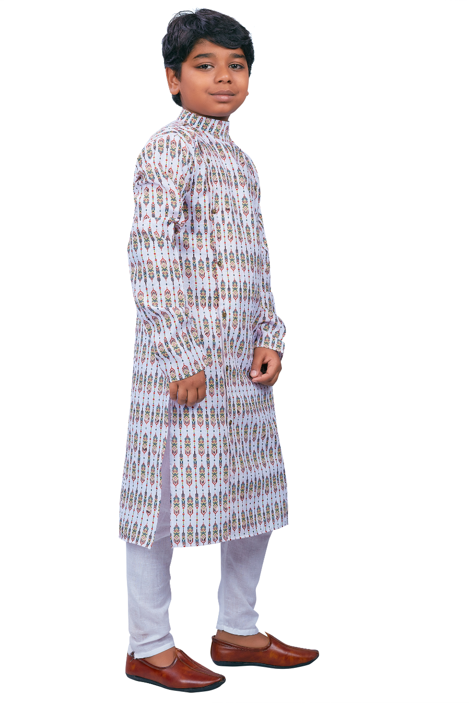 DEIANA'S Casual Designer Kurta Pyjama Set For Boys And kids (White With Multicolor)