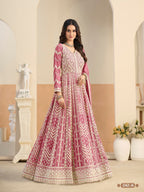 Anaita Pink Heavy Embroidered Faux Georgette Anarkali Suit With Salwar - Distacart