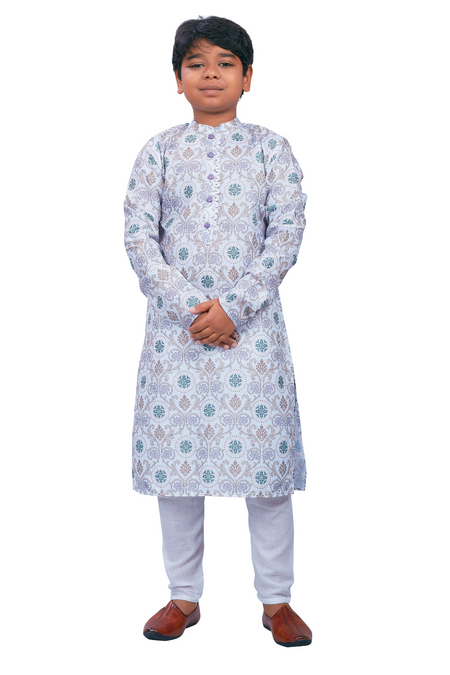 DEIANA'S Casual Designer Kurta Pyjama Set For Boys And kids (White With Multicolor)