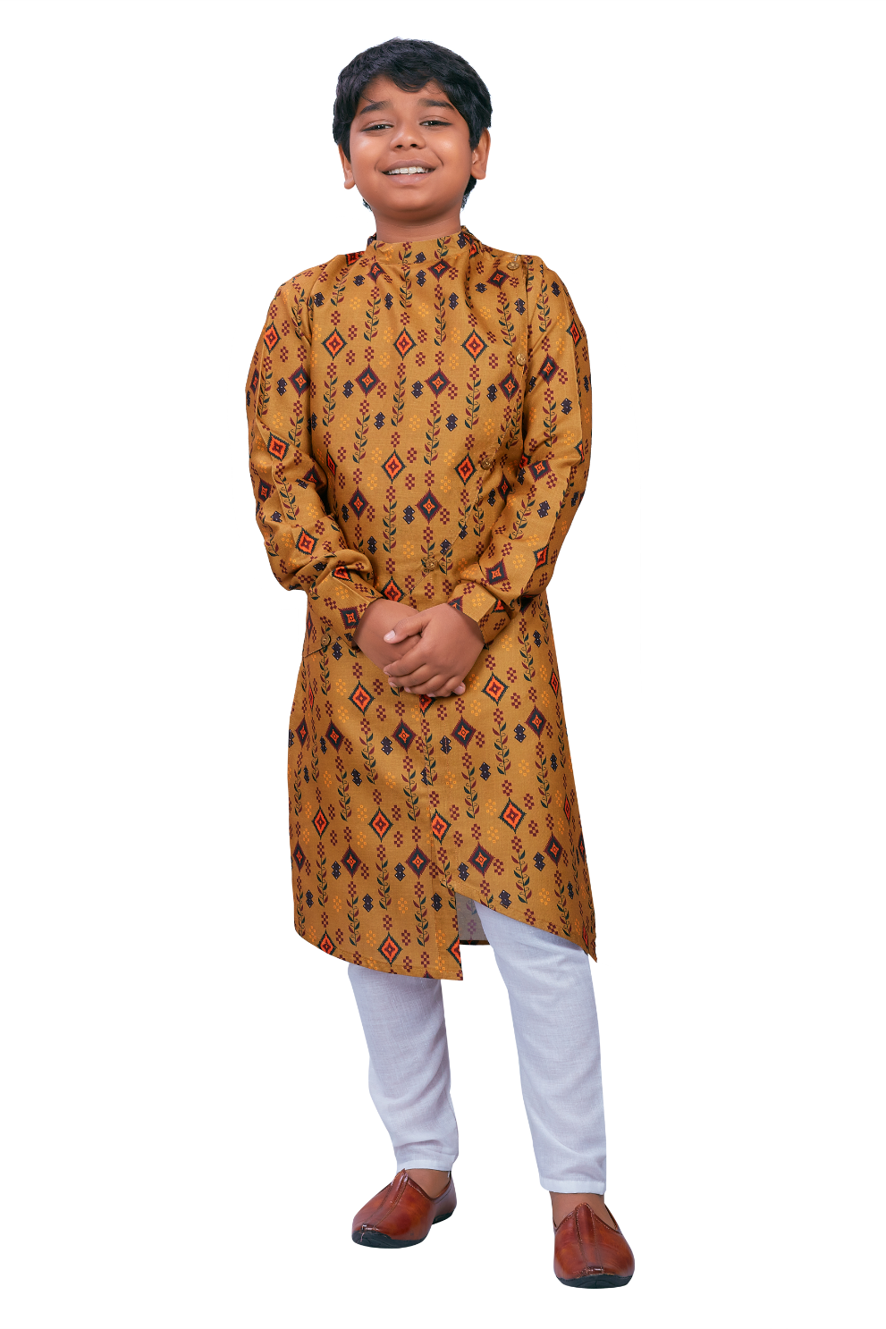 DEIANA'S Casual Designer Kurta Pyjama Set For Boys And kids (Brown With Multicolor)