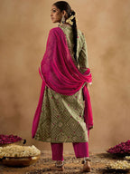Indo Era Bandhani Printed Pure Cotton Kurta With Trousers & Dupatta - Distacart