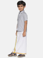 Sethukrishna Boys Grey & White Shirt with Dhoti