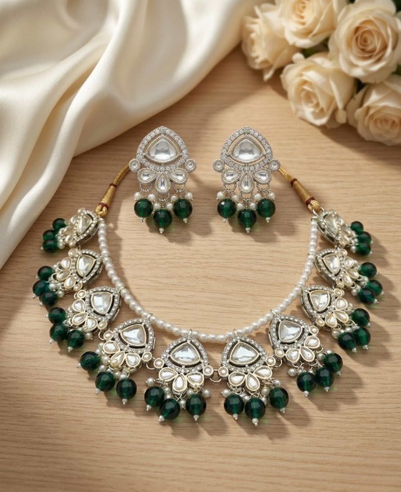 Jewel City Exquisite Kundan Pearl Necklace Set: Gold-Plated Traditional Jewelry for Wedding - Distacart