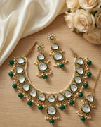 Jewel City undan Gold-Plated Emerald Green Pearl Choker Necklace Set | Indian Ethnic Bridal Wedding Jewellery | Handcrafted - Distacart