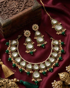 Jewel City undan Gold-Plated Emerald Green Pearl Choker Necklace Set | Indian Ethnic Bridal Wedding Jewellery | Handcrafted - Distacart