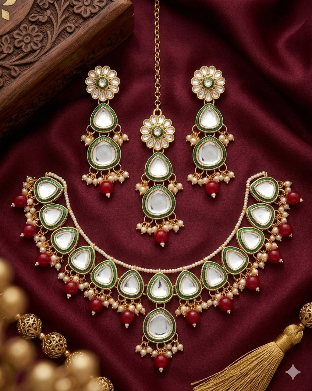 Jewel City undan Gold-Plated Pearl Choker Necklace Set | Indian Ethnic Bridal Wedding Jewellery | Handcrafted - Distacart
