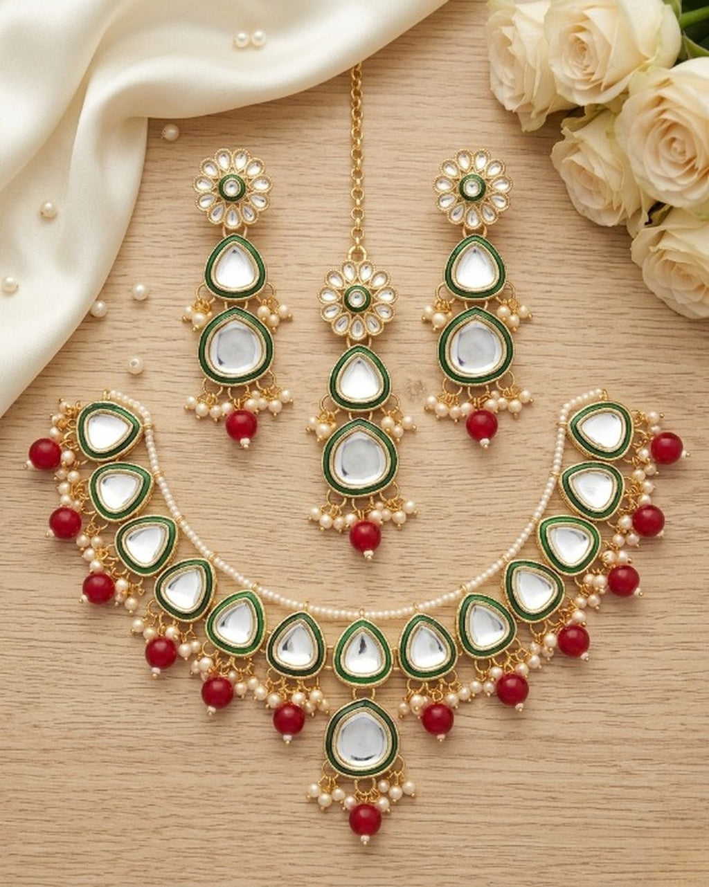 Jewel City undan Gold-Plated Pearl Choker Necklace Set | Indian Ethnic Bridal Wedding Jewellery | Handcrafted - Distacart