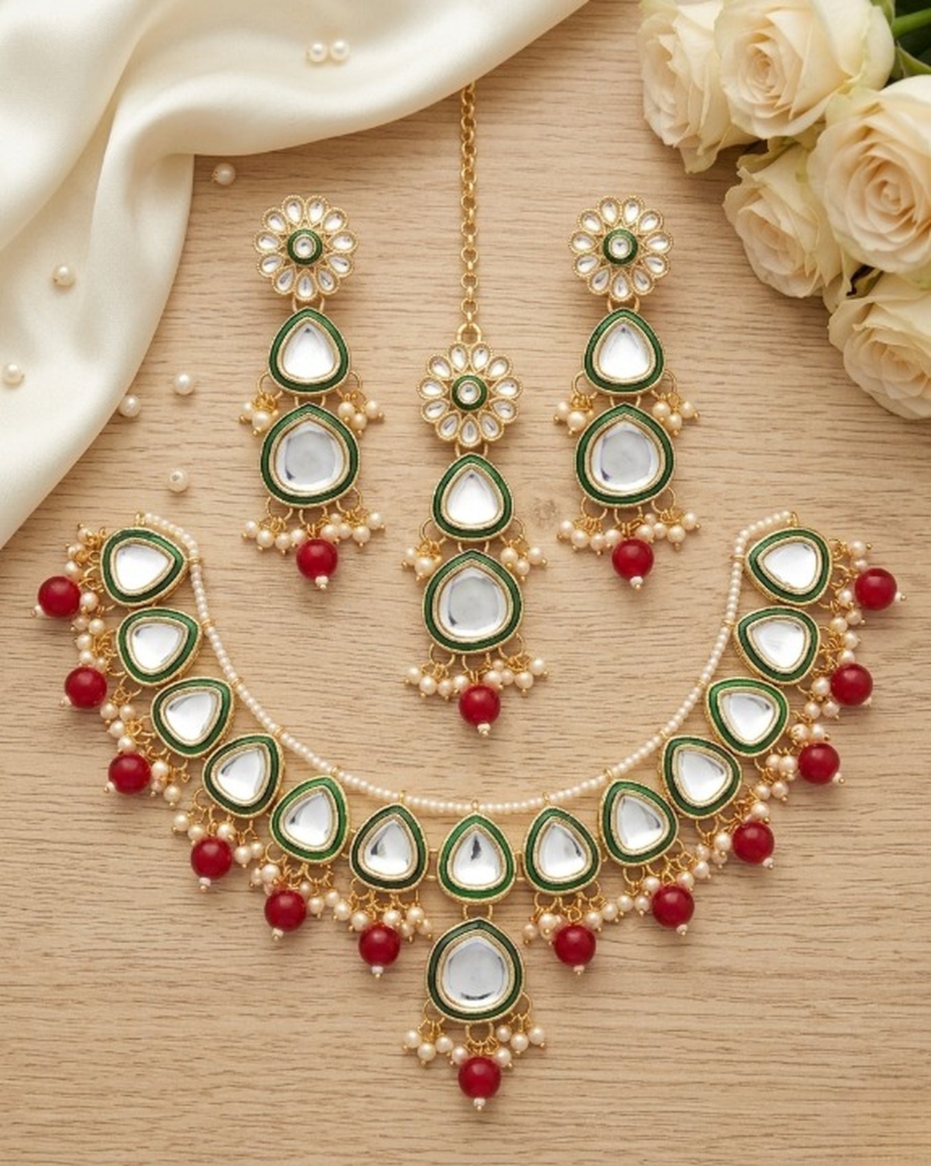 Jewel City undan Gold-Plated Pearl Choker Necklace Set | Indian Ethnic Bridal Wedding Jewellery | Handcrafted - Distacart