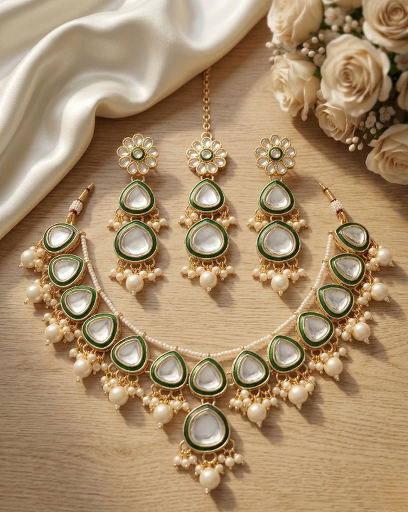 Jewel City undan Gold-Plated Pearl Choker Necklace Set | Indian Ethnic Bridal Wedding Jewellery | Handcrafted - Distacart