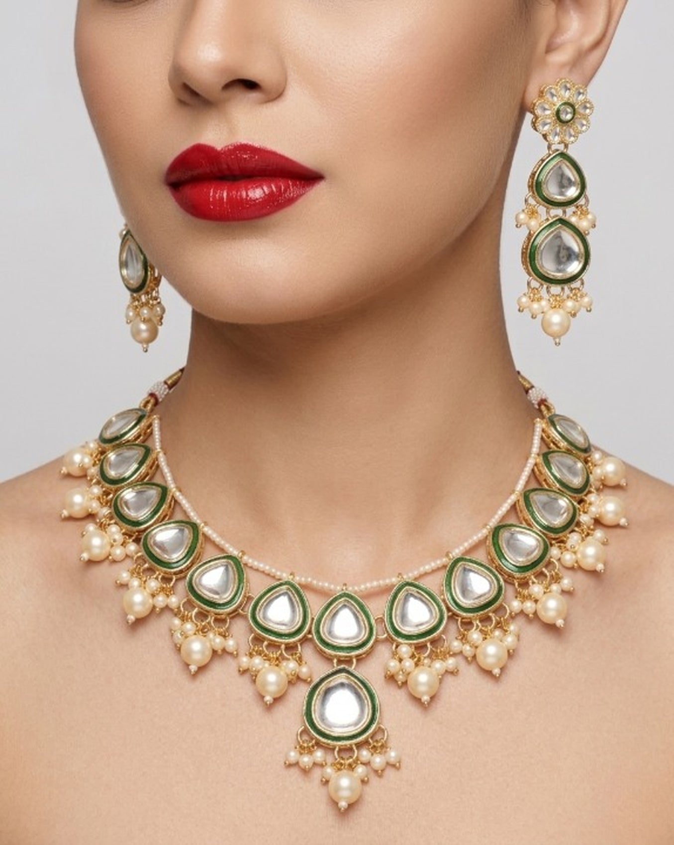 Jewel City undan Gold-Plated Pearl Choker Necklace Set | Indian Ethnic Bridal Wedding Jewellery | Handcrafted - Distacart