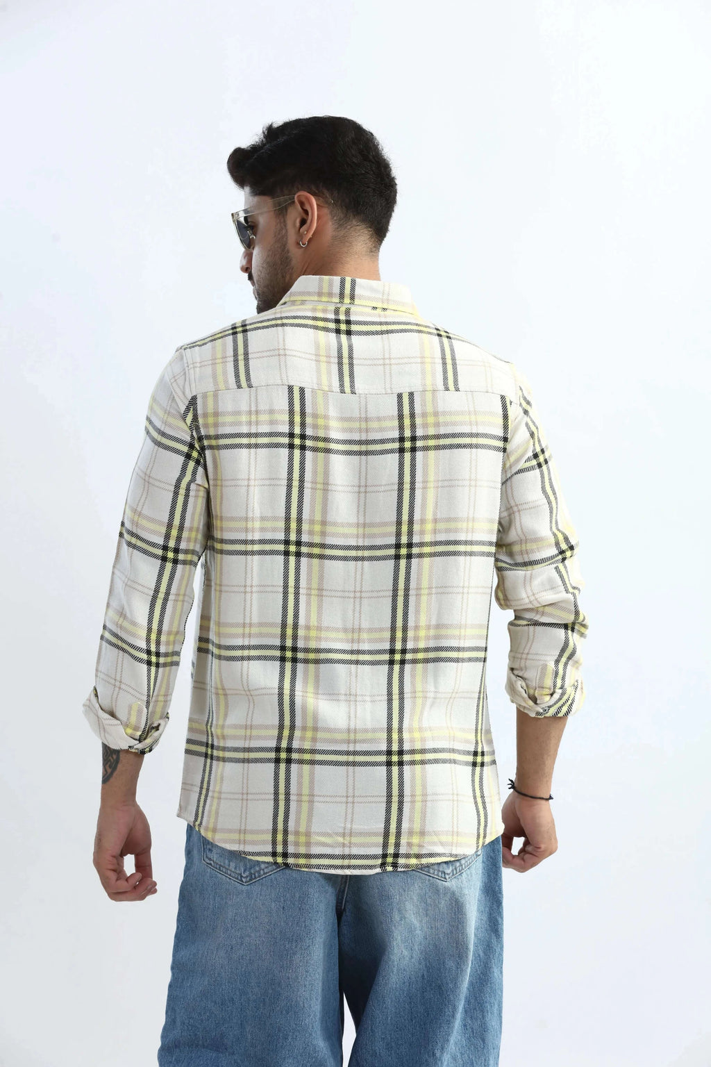 Xkind Yellow Checks Regular Fit Shirt