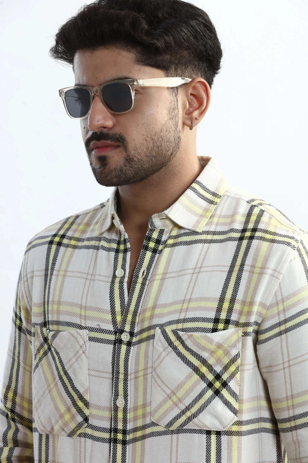 Xkind Yellow Checks Regular Fit Shirt
