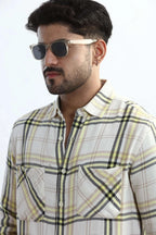 Xkind Yellow Checks Regular Fit Shirt