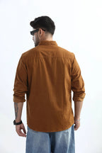 Xkind Men's Mustard Fine Corduroy Regular Fit Shirt