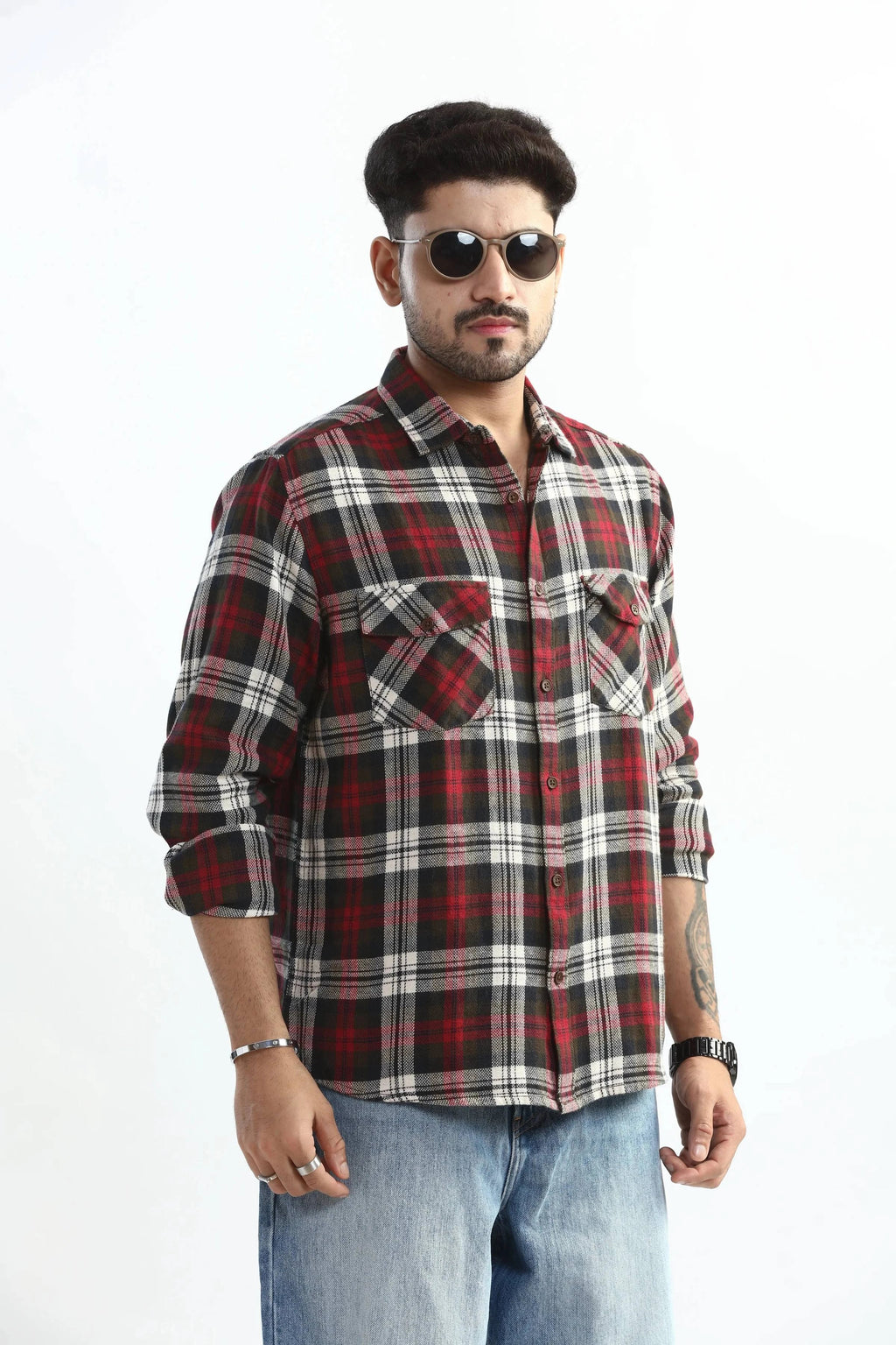 Xkind Red Checks Regular Fit Shirt
