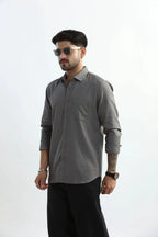 Xkind Light Grey Textured Slim Fit Shirt