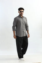 Xkind Light Grey Textured Slim Fit Shirt