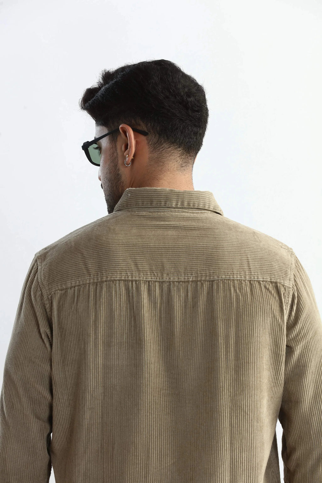 Xkind Men's Beige Corduroy Regular Fit Shirt