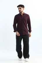 Xkind Purple Textured Slim Fit Shirt