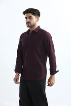 Xkind Purple Textured Slim Fit Shirt